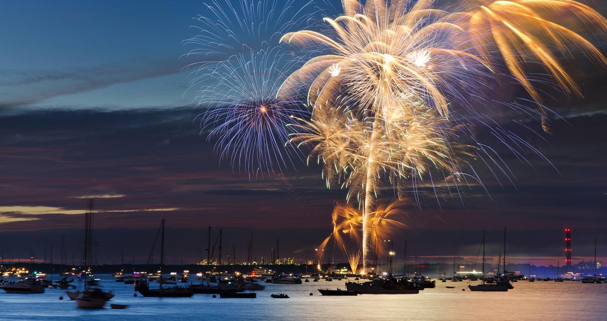 Lendy Cowes Week fireworks display on the Isle of Wight
