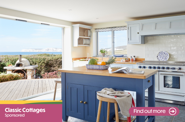 Open plan kitchen at Flackstead, Classic Cottages