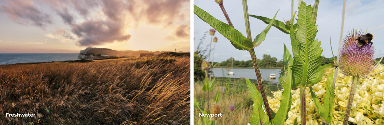 Views of Freshwater Bay and the River Medina in Newport on the Isle of Wight