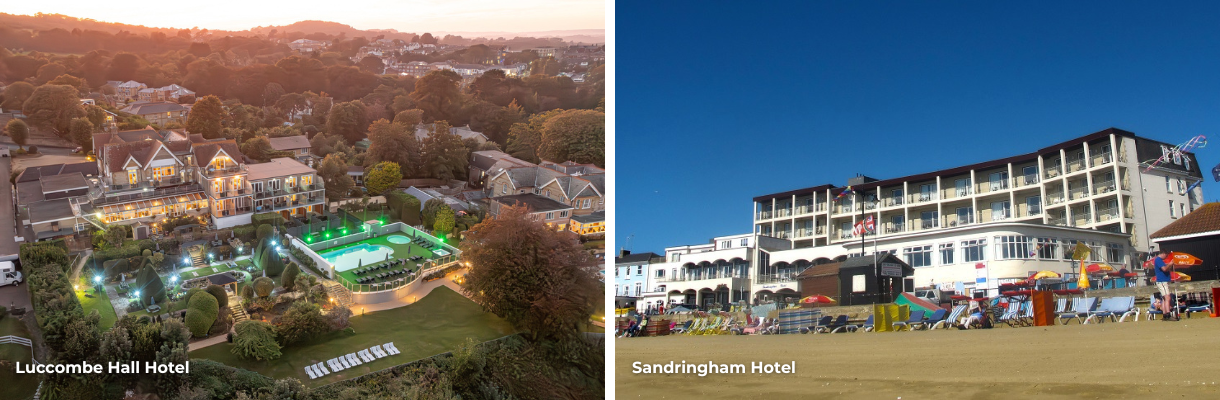 Outside view of Luccombe Hall Hotel and Sandringham Hotel on the Isle of Wight