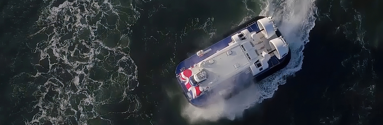 Hovertravel's hovercraft doing a 360 degree spin on the water, Isle of Wight