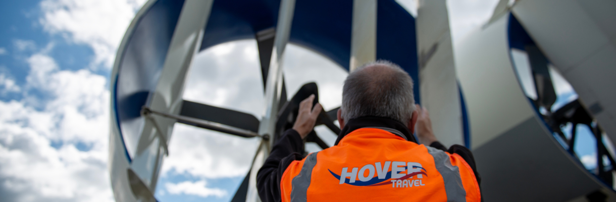 Hovertravel team providing a tour of the hovercraft, Isle of Wight
