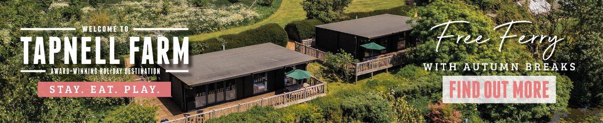 Aerial view of cabins at Tapnell Farm, Isle of Wight