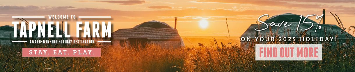 Sunset behind geo domes at Tapnell Farm on the Isle of Wight