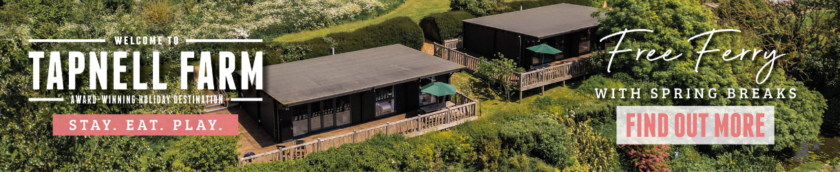 Aerial view of the cabins at Tapnell Farm, Isle of Wight