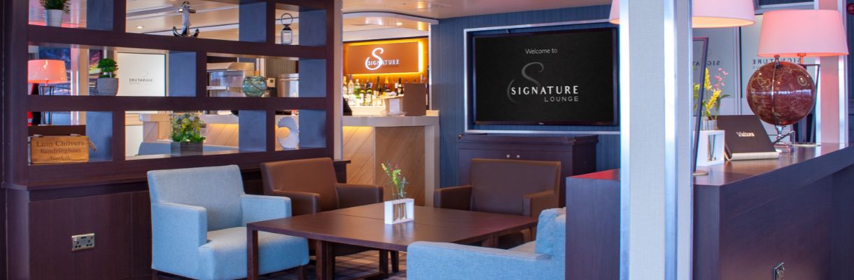 Inside view of the Signature Lounge on the Red Funnel vehicle ferry