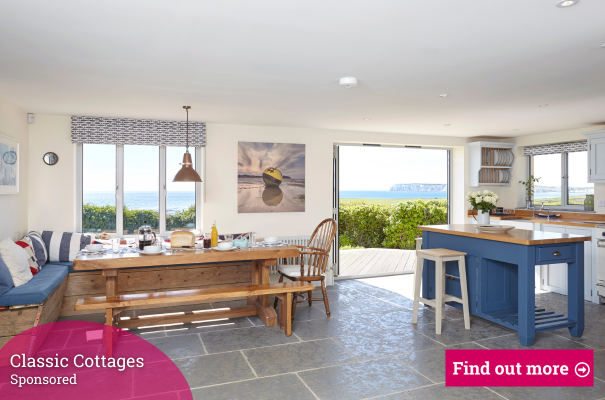 Open plan kitchen at Flackstead, Classic Cottages