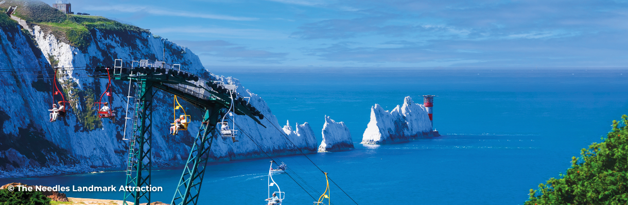 Chairlift with the Needles in the background on the Isle of Wight