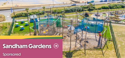 Aerial view of sky nets at Sandham Gardens, Isle of Wight